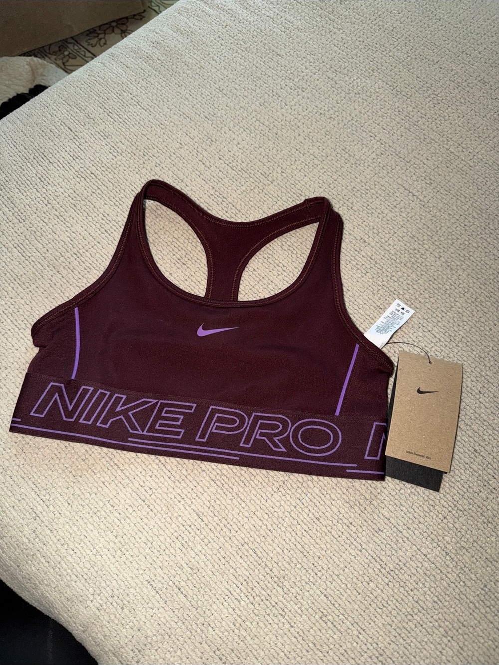 Nike Swoosh Wine/Purple Sports Bra NWT